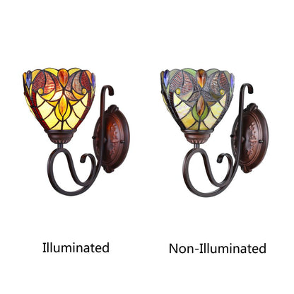 CHLOE Lighting ADIA Victorian Tiffany-Syle Dark Bronze 1 Light Wall Sconce 6" Wide