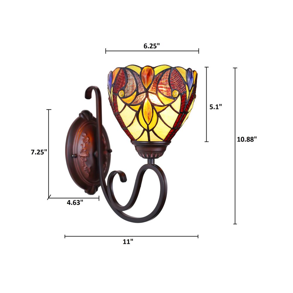CHLOE Lighting ADIA Victorian Tiffany-Syle Dark Bronze 1 Light Wall Sconce 6" Wide