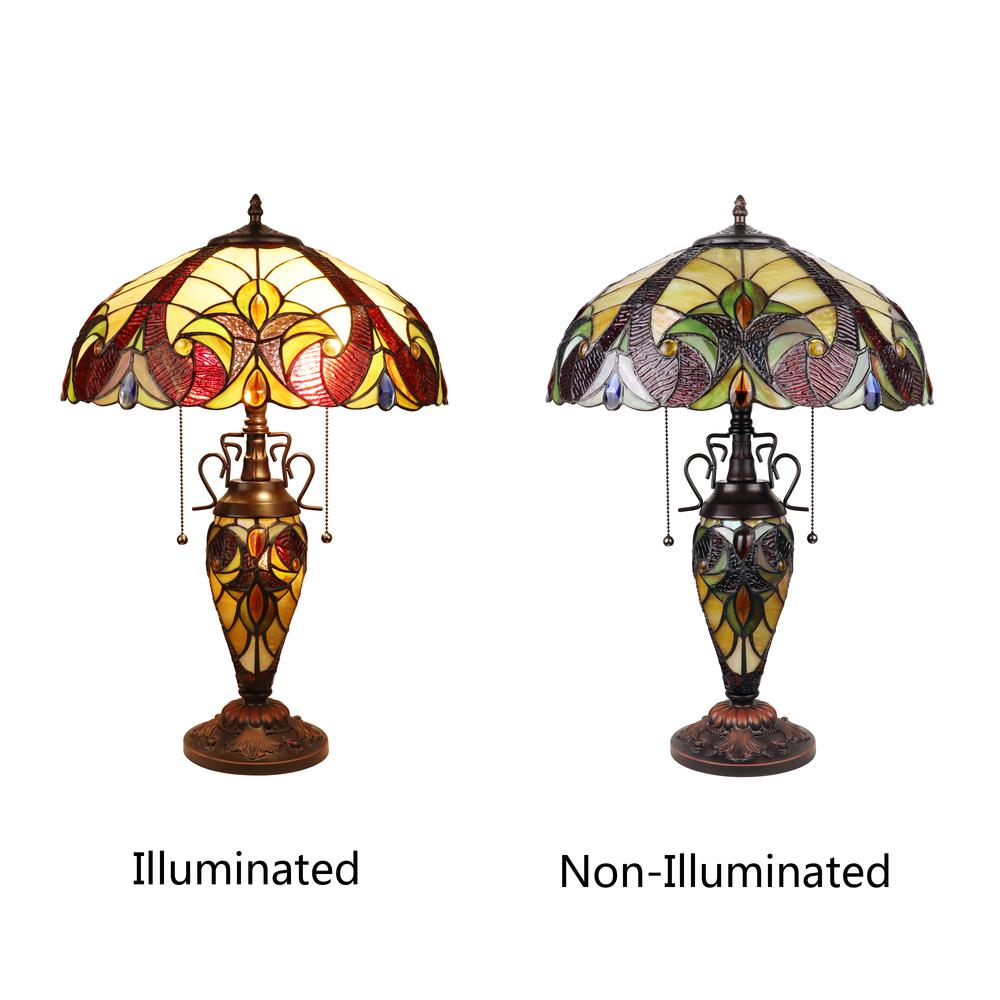 CHLOE Lighting ADIA Victorian-Style Dark Bronze 3 Light Double Lit Table Lamp 16" Wide