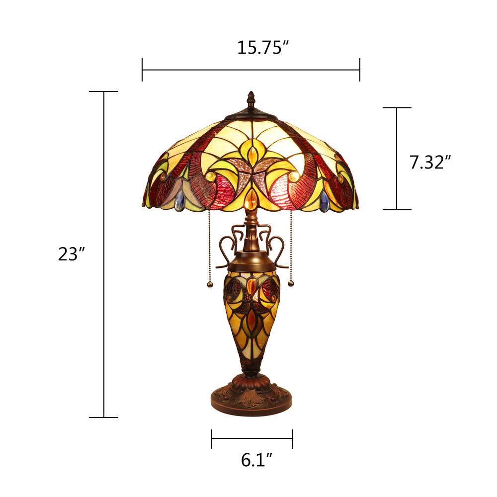 CHLOE Lighting ADIA Victorian-Style Dark Bronze 3 Light Double Lit Table Lamp 16" Wide