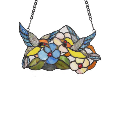 THRUSH Animal Tiffany-glass Window Panel 10" Wide