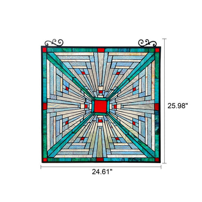 CHLOE Lighting INNES Mission Tiffany-style Stained Glass Window Panel 26" Tall