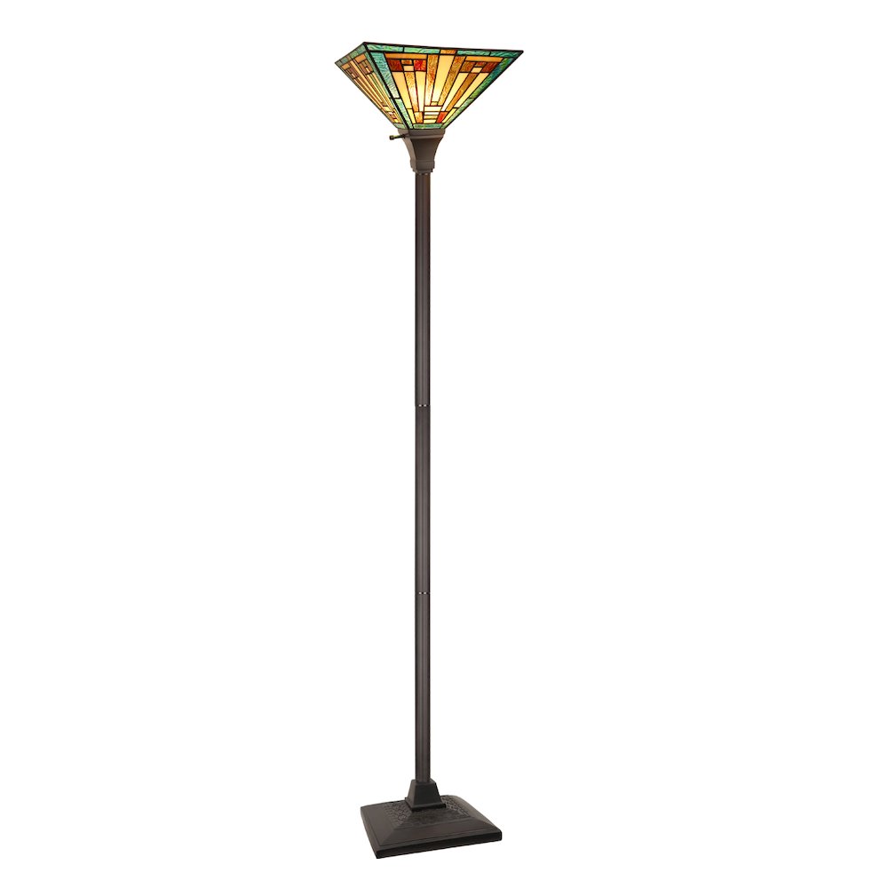 FIRMAN Tiffany-Style 1-Light Torchiere Floor Lamp 12" Shade