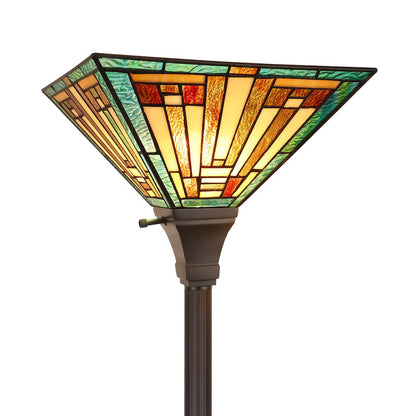 FIRMAN Tiffany-Style 1-Light Torchiere Floor Lamp 12" Shade