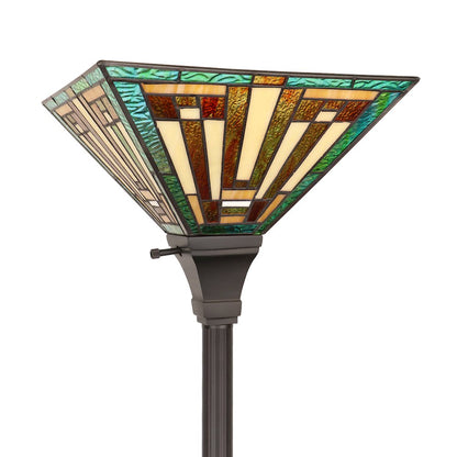 FIRMAN Tiffany-Style 1-Light Torchiere Floor Lamp 12" Shade