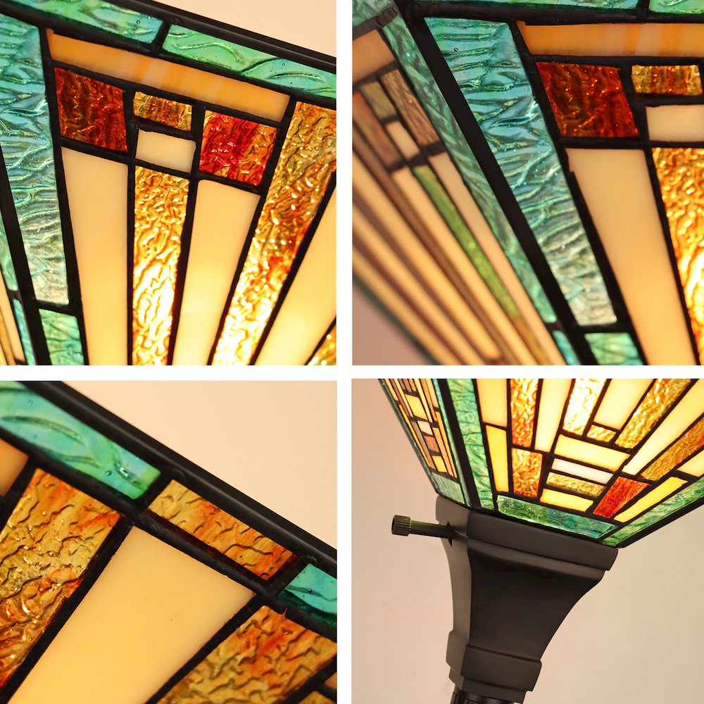 FIRMAN Tiffany-Style 1-Light Torchiere Floor Lamp 12" Shade