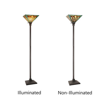 FIRMAN Tiffany-Style 1-Light Torchiere Floor Lamp 12" Shade