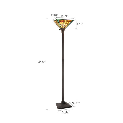 FIRMAN Tiffany-Style 1-Light Torchiere Floor Lamp 12" Shade