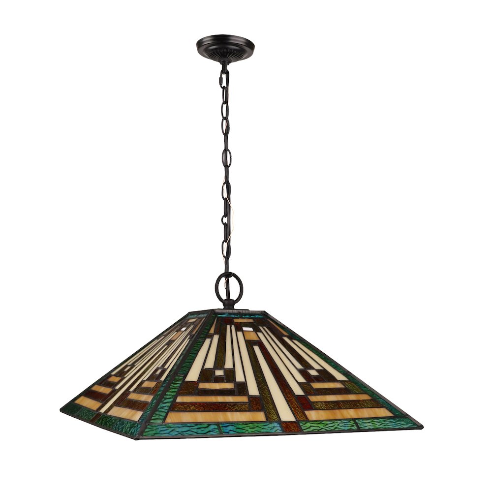 Firman Tiffany-Style 2-Light Mission Ceiling Pendant 16" Shade