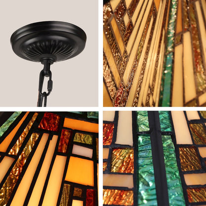 Firman Tiffany-Style 2-Light Mission Ceiling Pendant 16" Shade