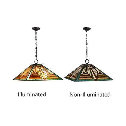 Firman Tiffany-Style 2-Light Mission Ceiling Pendant 16" Shade