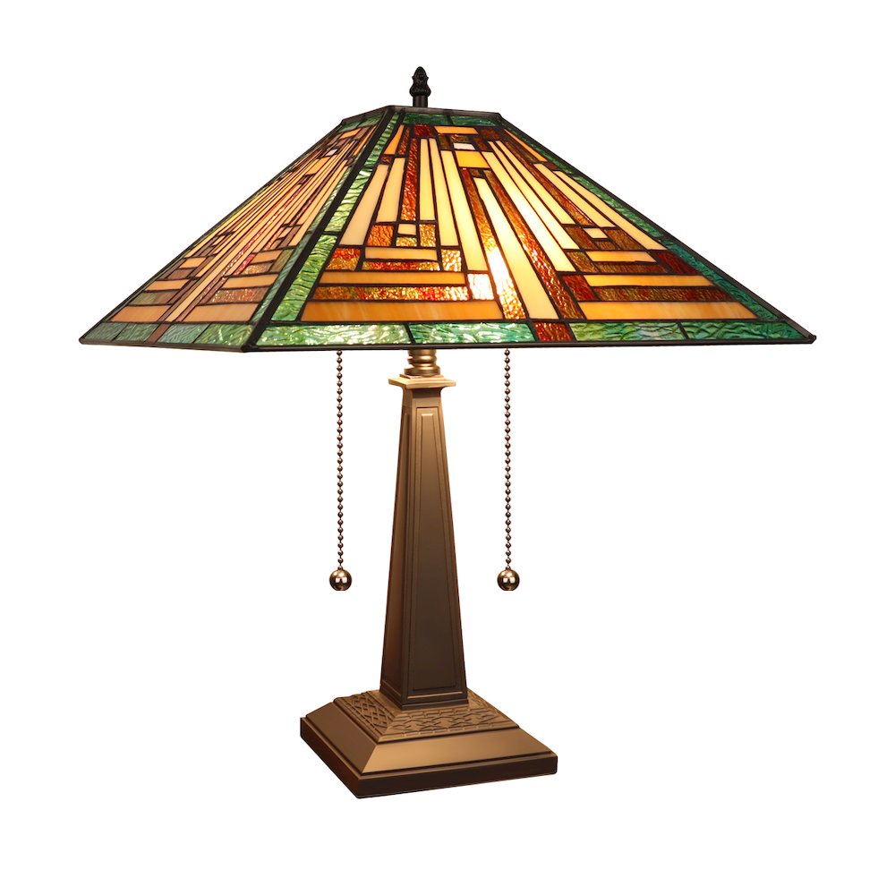 Firman Tiffany-Style 2-Light Mission Table Lamp 16" Shade