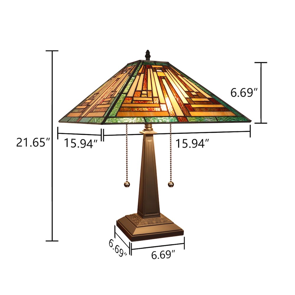 Firman Tiffany-Style 2-Light Mission Table Lamp 16" Shade