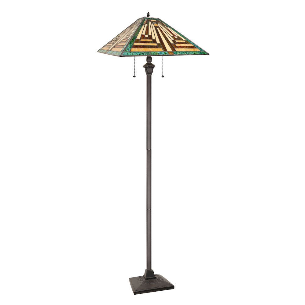 FIRMAN Tiffany-Style 2-Light Mission Floor Lamp 16" Shade