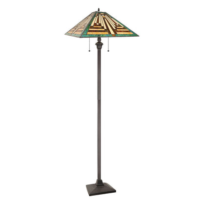 FIRMAN Tiffany-Style 2-Light Mission Floor Lamp 16" Shade