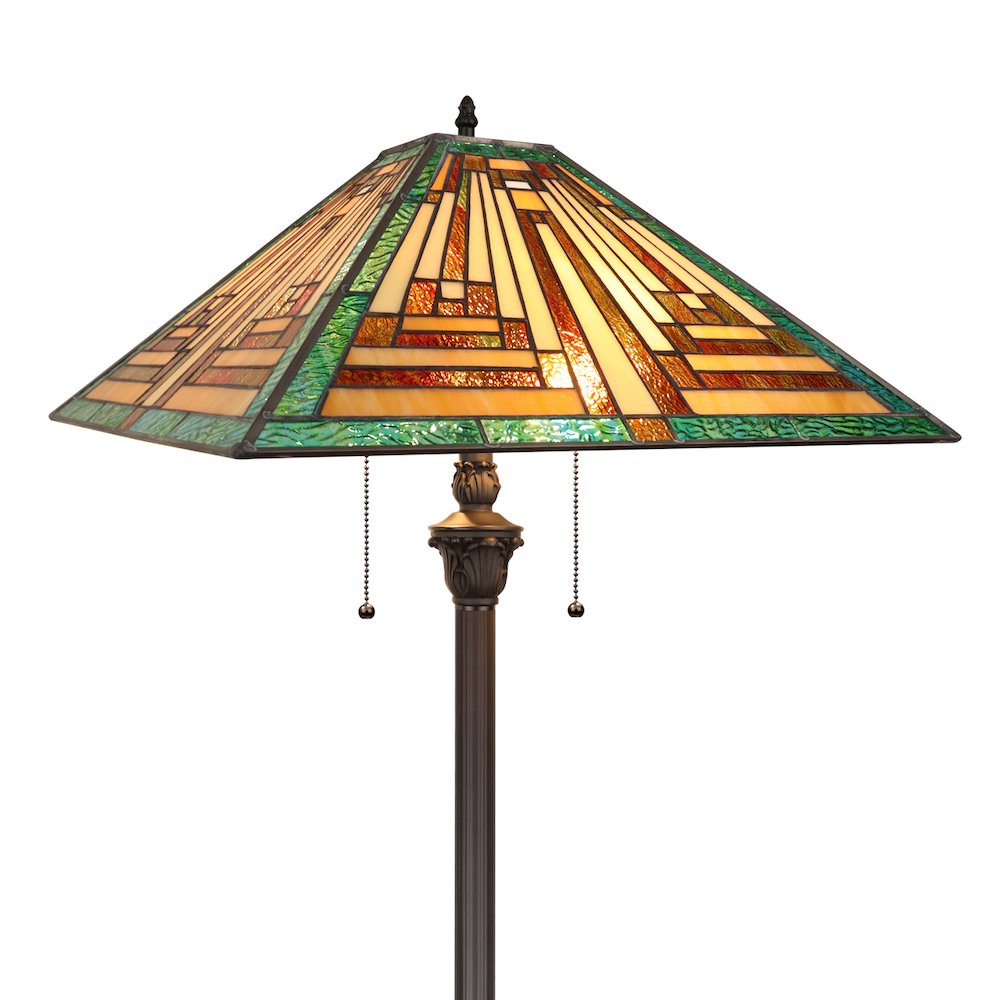 FIRMAN Tiffany-Style 2-Light Mission Floor Lamp 16" Shade