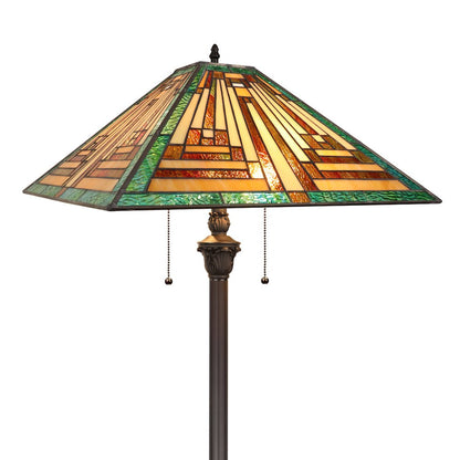 FIRMAN Tiffany-Style 2-Light Mission Floor Lamp 16" Shade