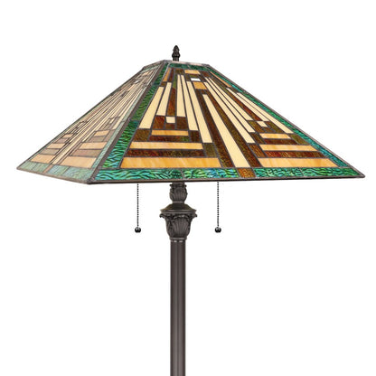 FIRMAN Tiffany-Style 2-Light Mission Floor Lamp 16" Shade