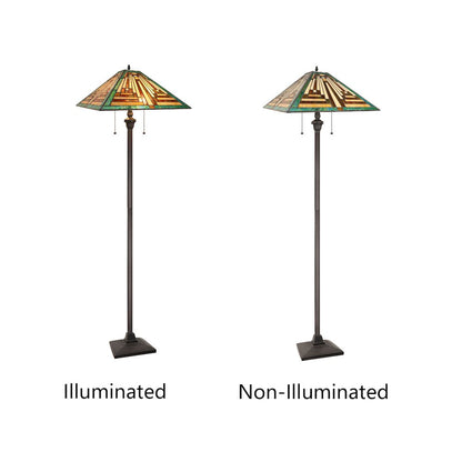 FIRMAN Tiffany-Style 2-Light Mission Floor Lamp 16" Shade