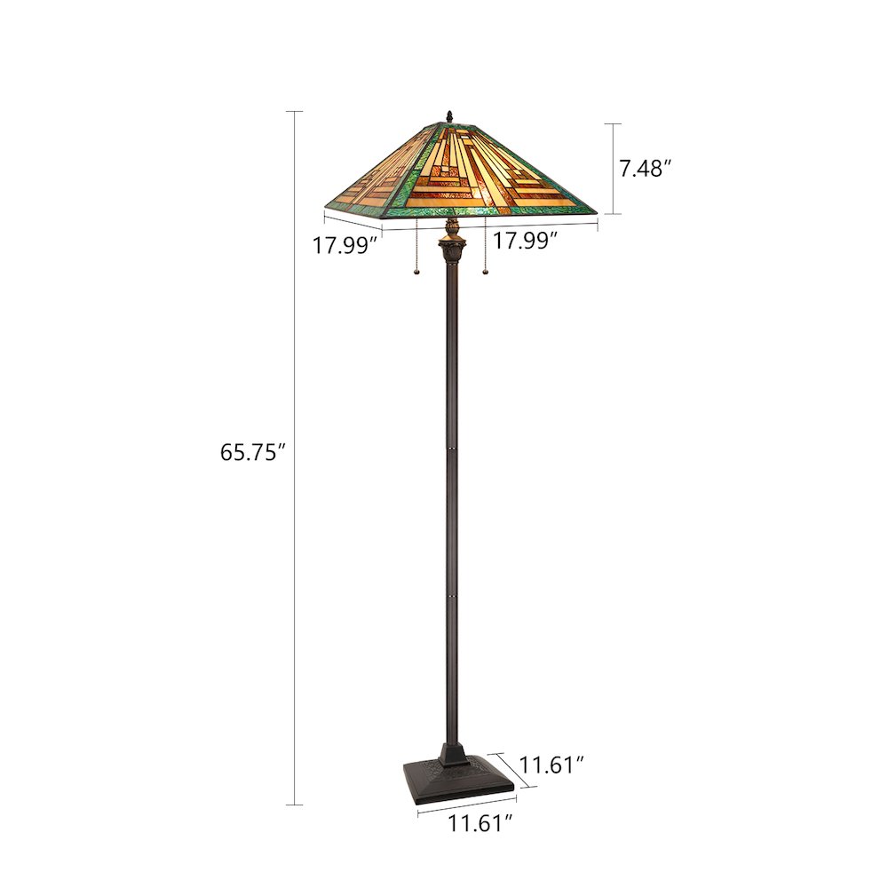 FIRMAN Tiffany-Style 2-Light Mission Floor Lamp 16" Shade