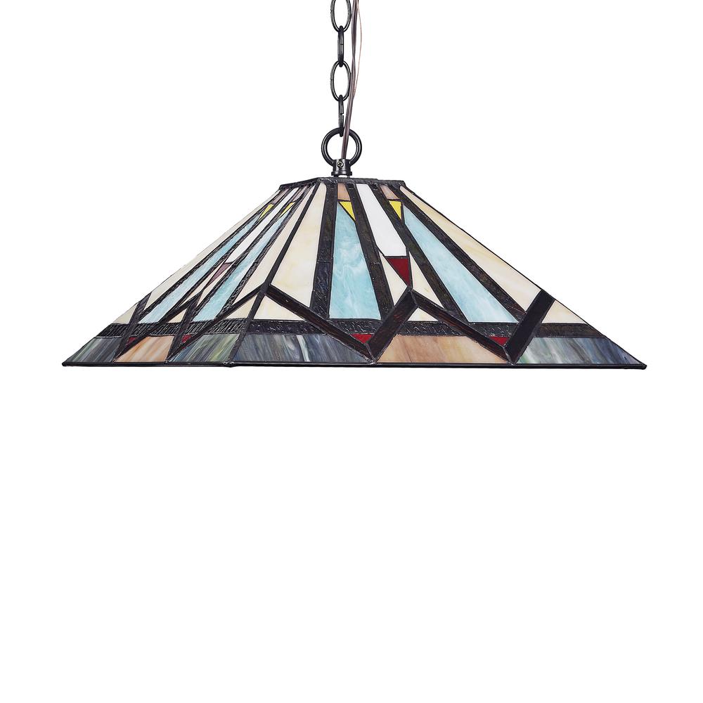 MANTON Mission 2 Light Blackish Bronze Ceiling Pendant 16" Wide