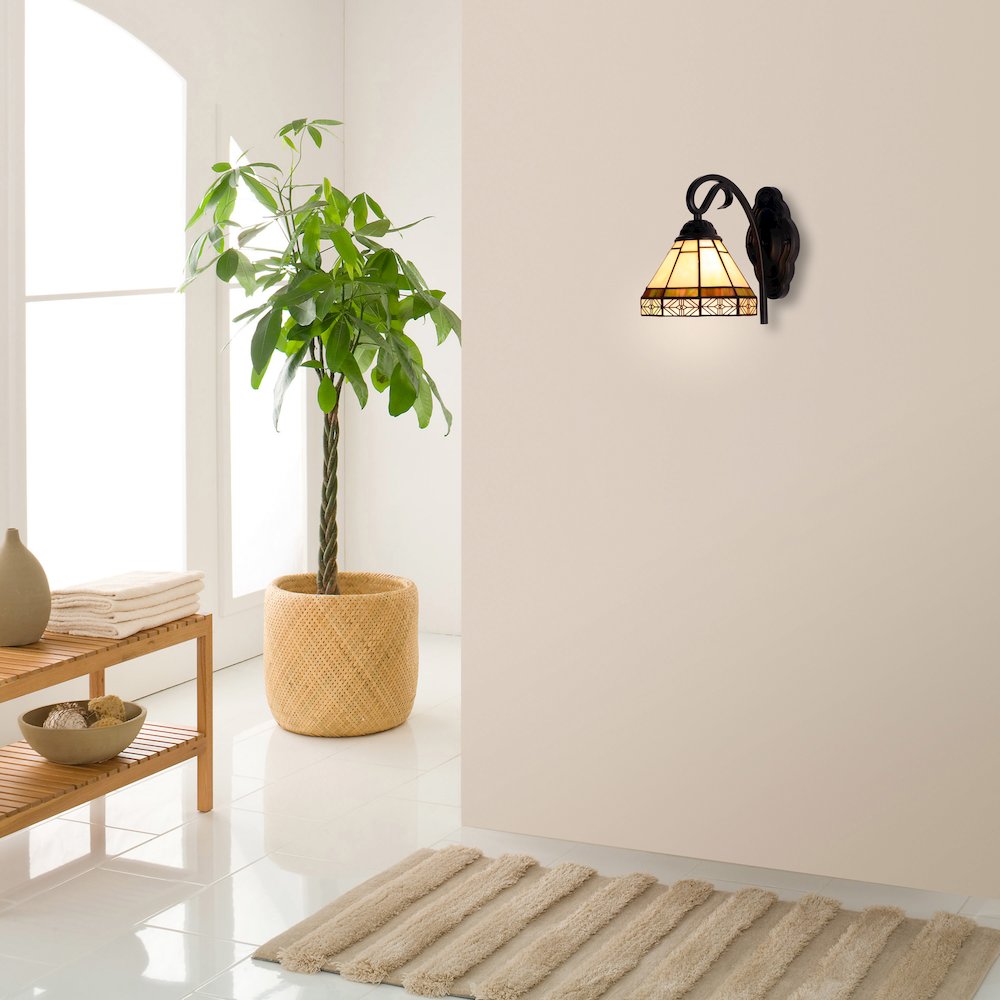 Belle Mission-Style 1- Light Blackish Bronze Finish Wall Sconce 7" Shade