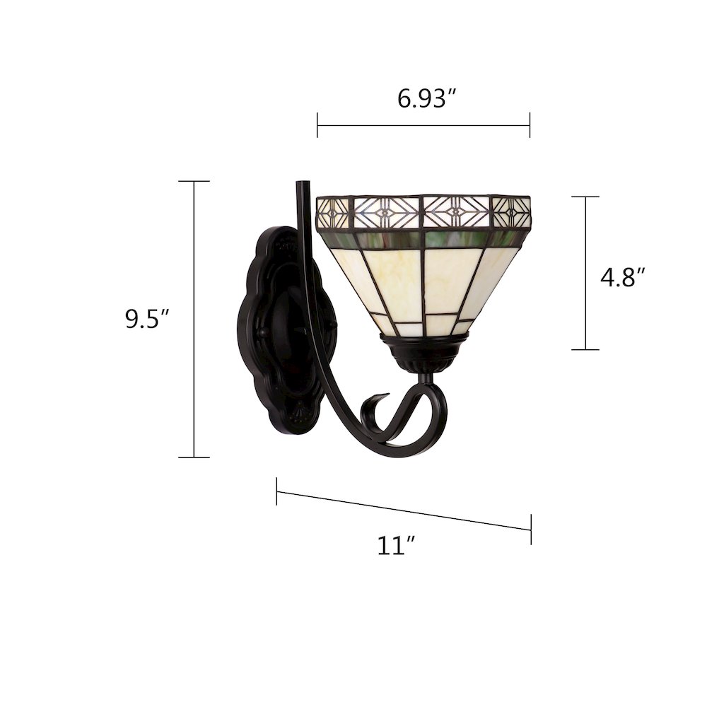 Belle Mission-Style 1- Light Blackish Bronze Finish Wall Sconce 7" Shade