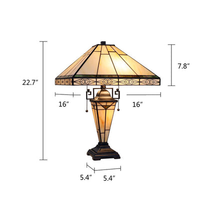 Mission-Style 3-Light Blackish Bronze Finish Double Lit Table Lamp 16" Shade
