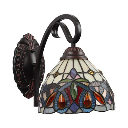 CHLOE Lighting SERENITY Victorian Tiffany-style Dark Bronze 1 Light Wall Sconce 8" Wide