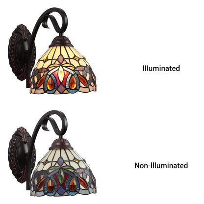 CHLOE Lighting SERENITY Victorian Tiffany-style Dark Bronze 1 Light Wall Sconce 8" Wide
