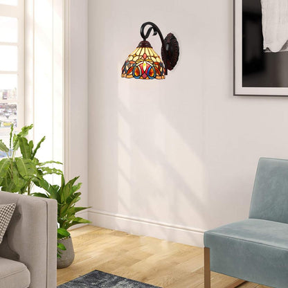 CHLOE Lighting SERENITY Victorian Tiffany-style Dark Bronze 1 Light Wall Sconce 8" Wide