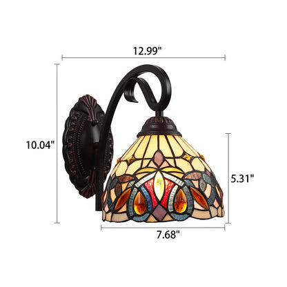CHLOE Lighting SERENITY Victorian Tiffany-style Dark Bronze 1 Light Wall Sconce 8" Wide