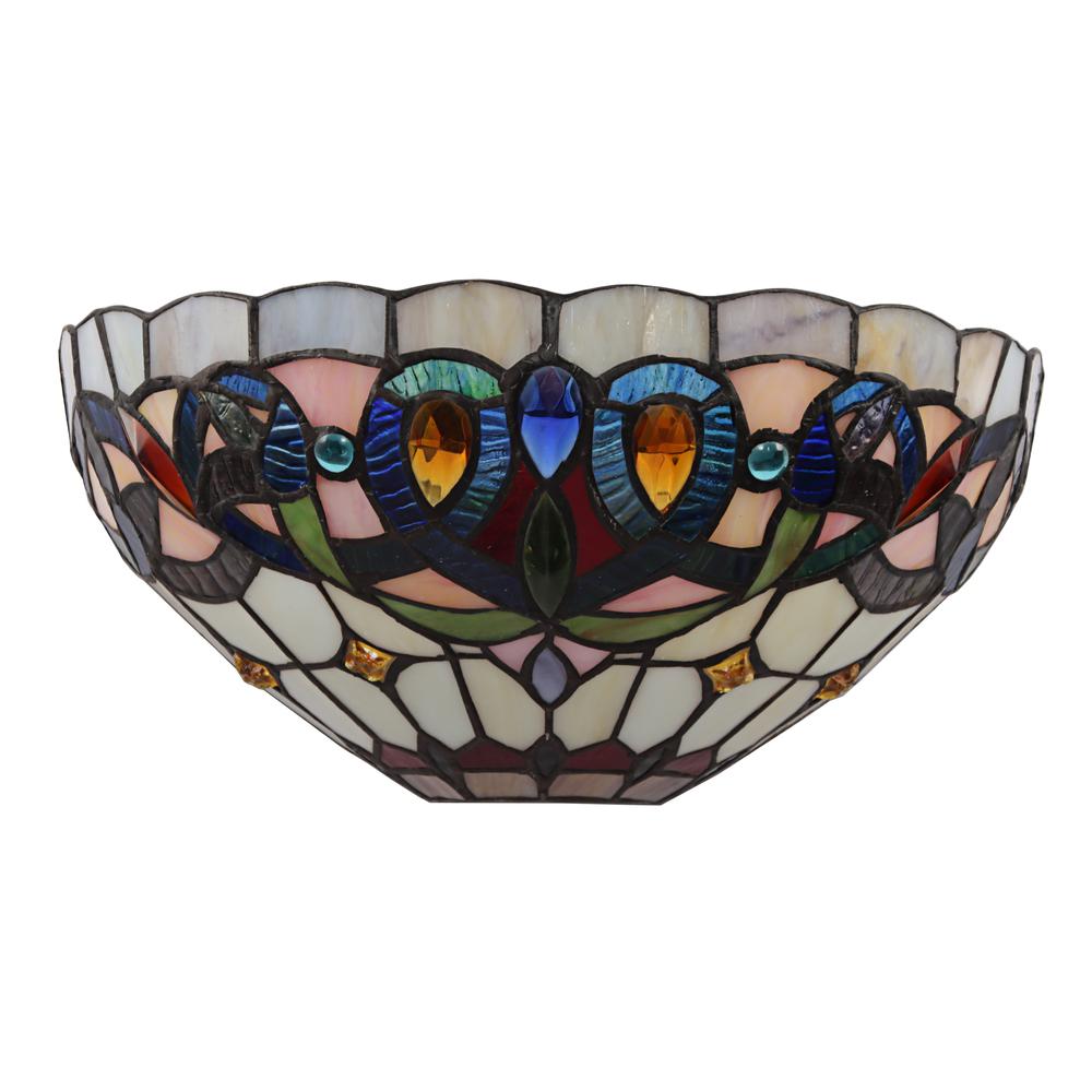 CHLOE Lighting SERENITY Victorian Tiffany-style Black 1 Light Wall Sconce 12" Wide