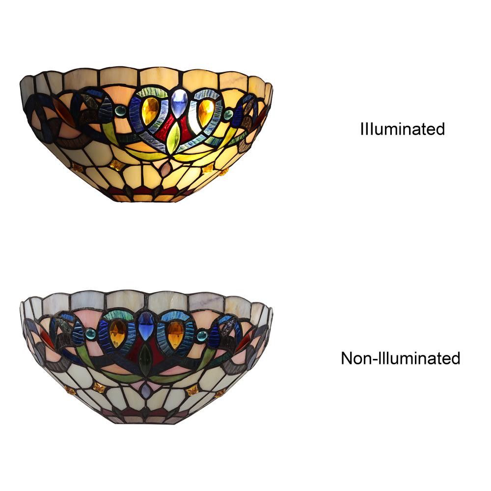 CHLOE Lighting SERENITY Victorian Tiffany-style Black 1 Light Wall Sconce 12" Wide