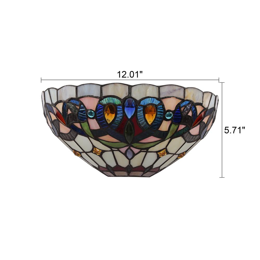 CHLOE Lighting SERENITY Victorian Tiffany-style Black 1 Light Wall Sconce 12" Wide