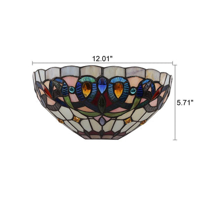 CHLOE Lighting SERENITY Victorian Tiffany-style Black 1 Light Wall Sconce 12" Wide