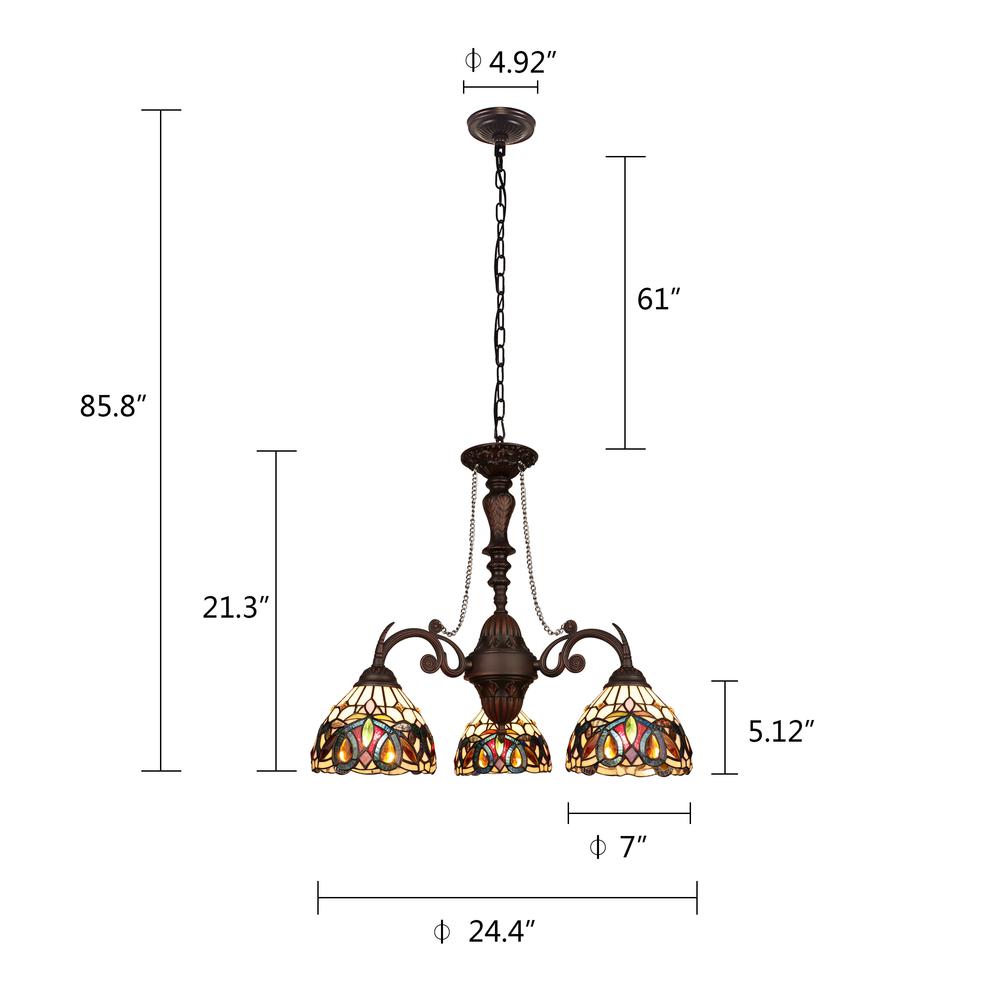 SERENITY Victorian-Style 3-Light Dark Bronze Finish Mini Chandelier 24" Wide