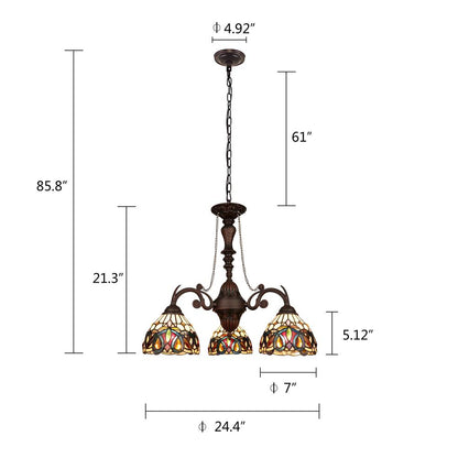 SERENITY Victorian-Style 3-Light Dark Bronze Finish Mini Chandelier 24" Wide