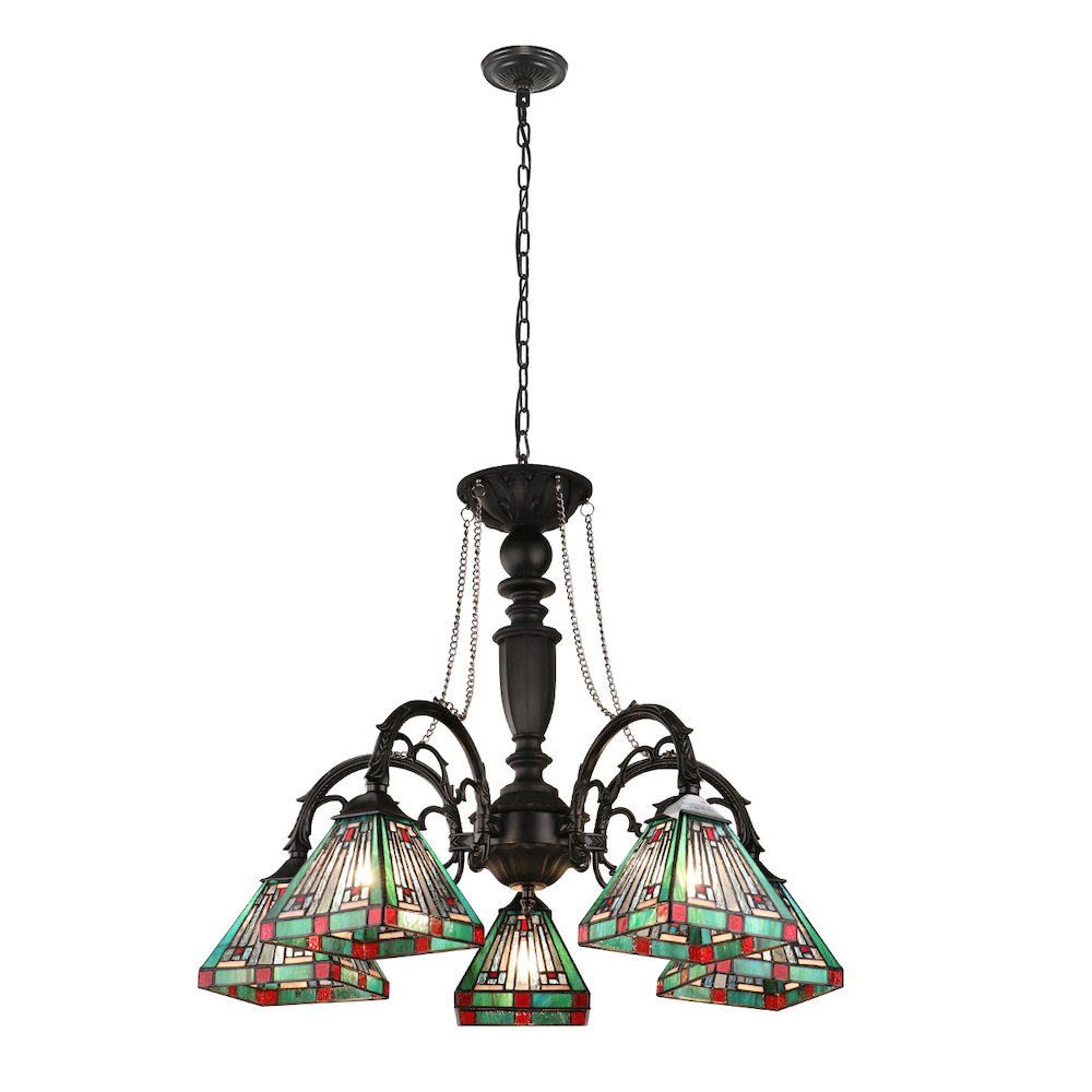 Innes Tiffany-Style 5-Light Mission Large Chandelier 27" Wide