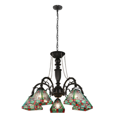 Innes Tiffany-Style 5-Light Mission Large Chandelier 27" Wide