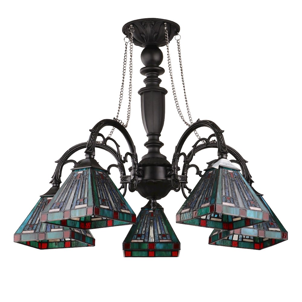 Innes Tiffany-Style 5-Light Mission Large Chandelier 27" Wide