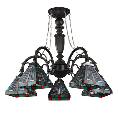 Innes Tiffany-Style 5-Light Mission Large Chandelier 27" Wide