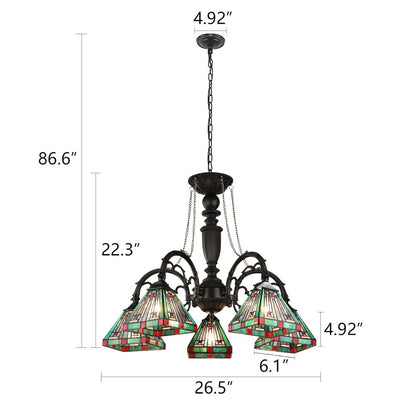 Innes Tiffany-Style 5-Light Mission Large Chandelier 27" Wide
