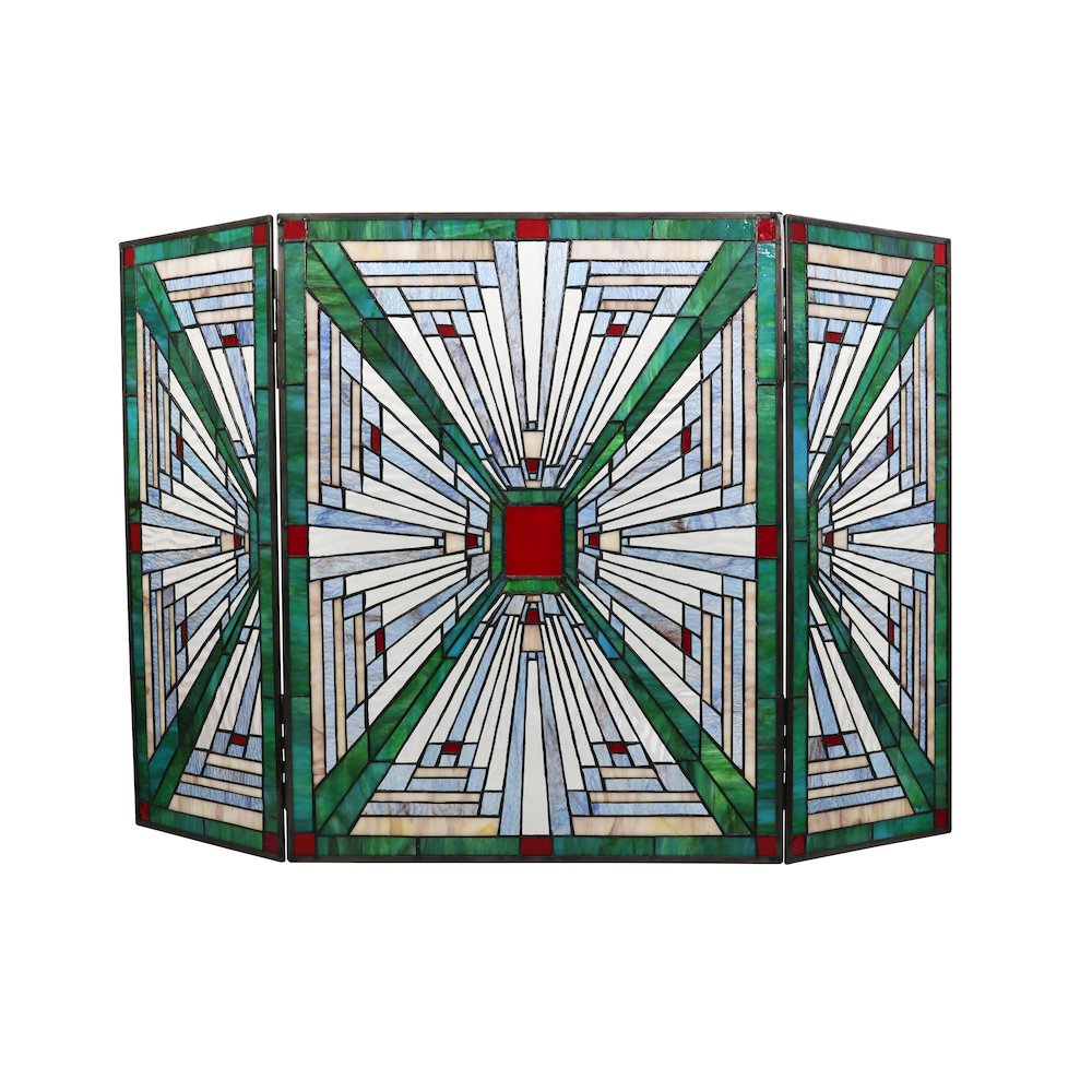 Innes Tiffany-Style 3Pcs Folding Mission Fireplace Screen 45" Wide