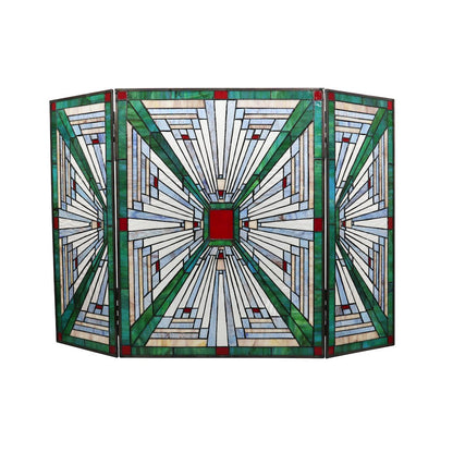 Innes Tiffany-Style 3Pcs Folding Mission Fireplace Screen 45" Wide