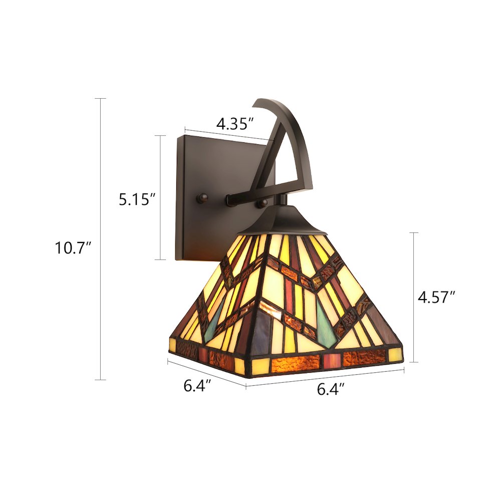 VINCENT Tiffany-Style 1-Light Mission Wall Sconce 6" Shade