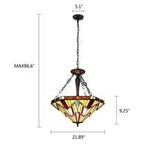 CHLOE Lighting VINCENT Tiffany-Style Blackish Bronze 3-Light Mission Inverted Pendant 22" Wide