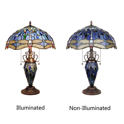 CHLOE Lighting SUNNIVA Dragonfly-Style Dark Bronze 3 Light Double Lit Table Lamp 16" Wide