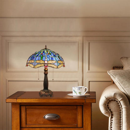 CHLOE Lighting SUNNIVA Dragonfly-Style Dark Bronze 2 Light Table Lamp 16" Wide