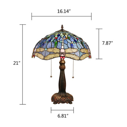 CHLOE Lighting SUNNIVA Dragonfly-Style Dark Bronze 2 Light Table Lamp 16" Wide